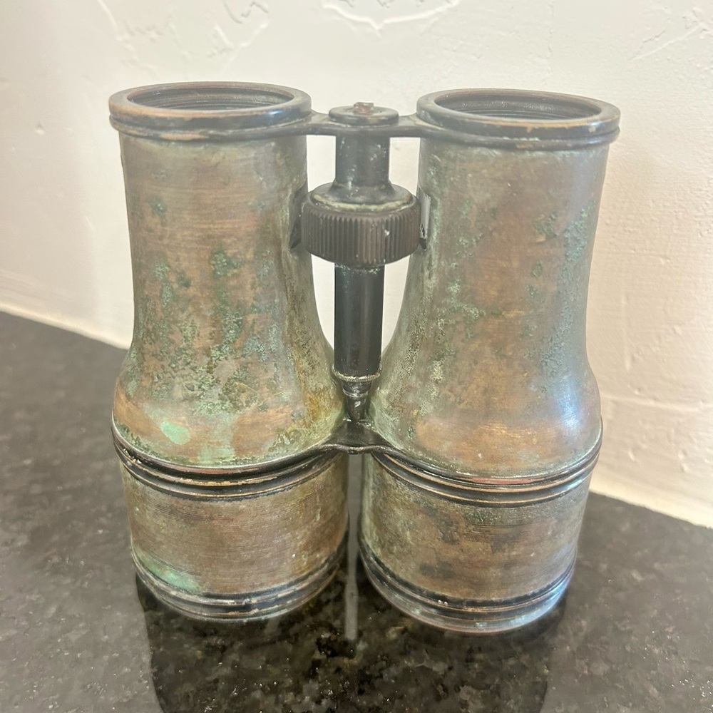 VTG WW1 Era Brass Field Glass Binoculars Antique Military Decor